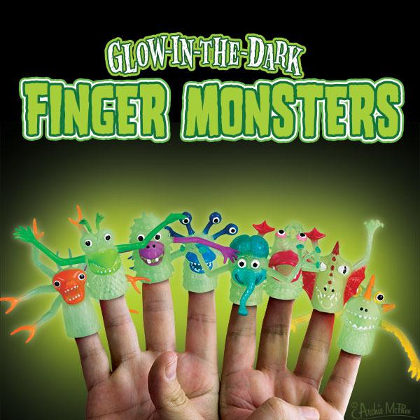 Archie McPhee - Glow In The Dark Monster Finger Puppets
