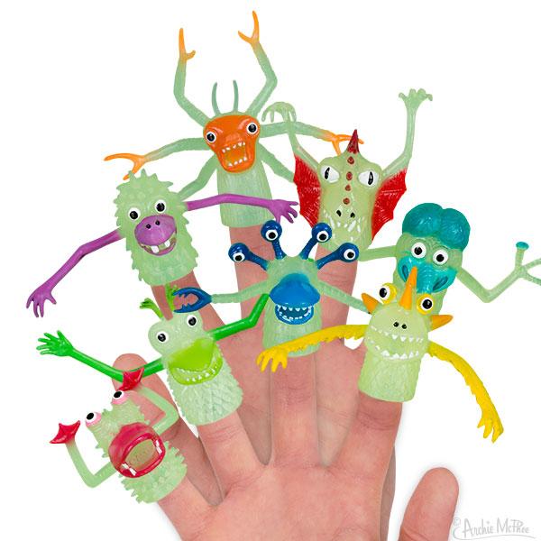 Archie McPhee - Glow In The Dark Monster Finger Puppets