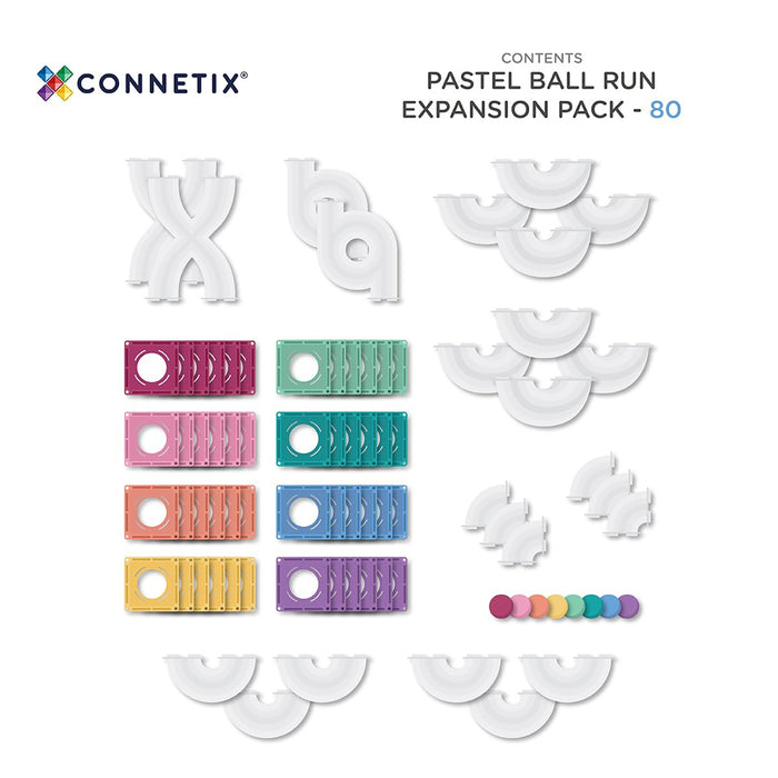 Connetix - Pastel Ball Run Expansion Pack (80 Pieces)
