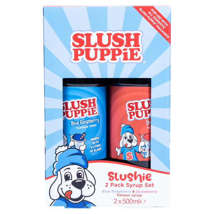 Slush Puppie - Twin Pack Syrups Blue Raspberry and Strawberry  500ml