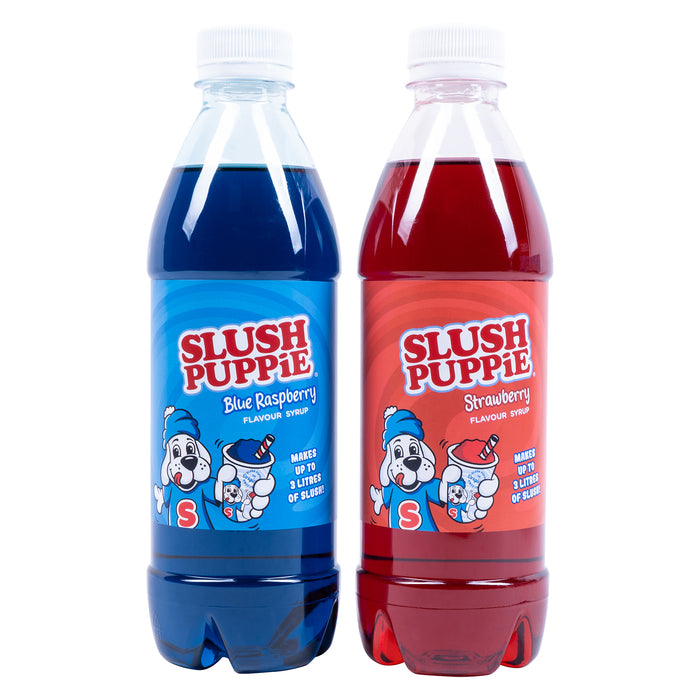 Slush Puppie - Twin Pack Syrups Blue Raspberry and Strawberry  500ml