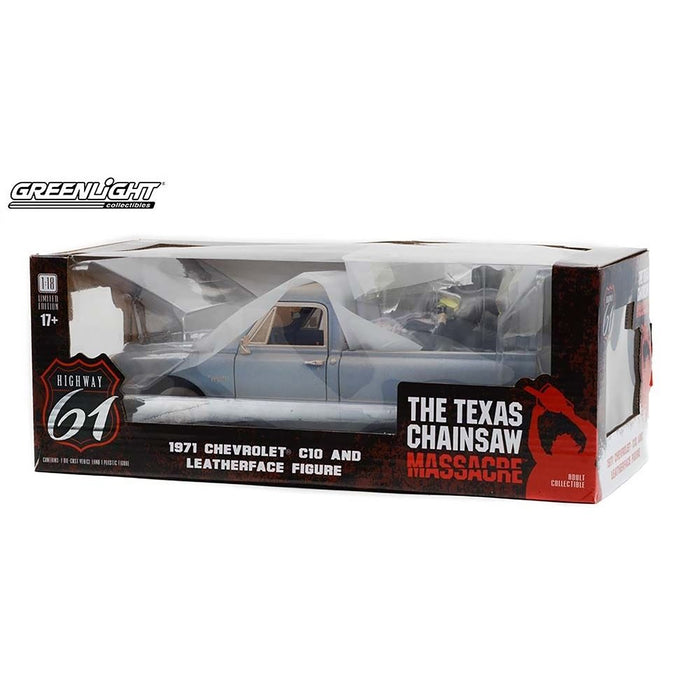 1:18 Texas Chainsaw Massacre with Leather Face Figure 1971 Chev C-10 Movie