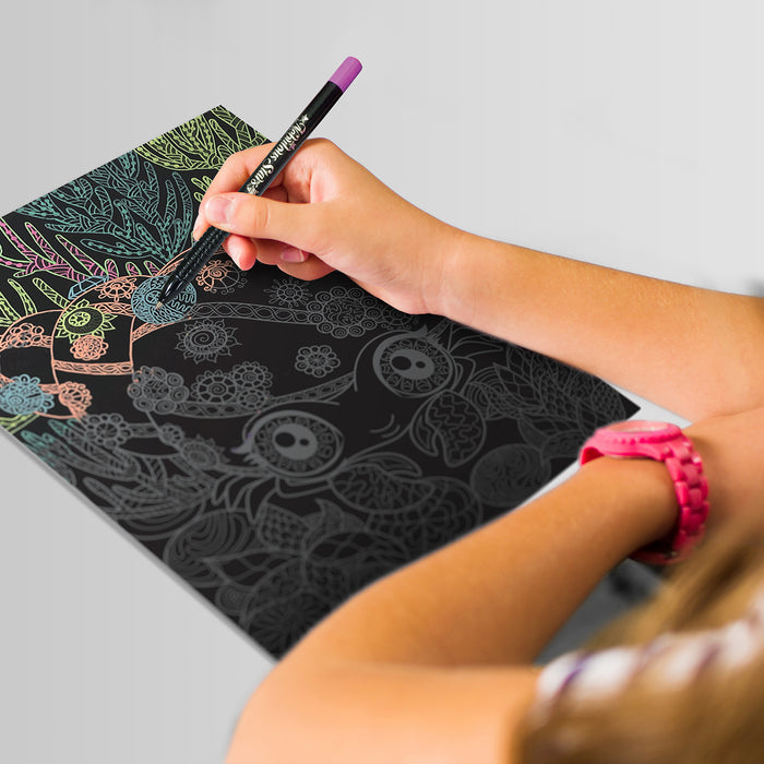 Black Pages Coloring Book - Coralia (Neon Pens) - COOKIE JAR