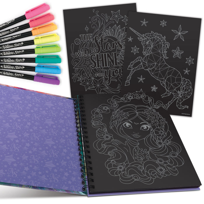 Black Pages Coloring Book - Coralia (Neon Pens) - COOKIE JAR
