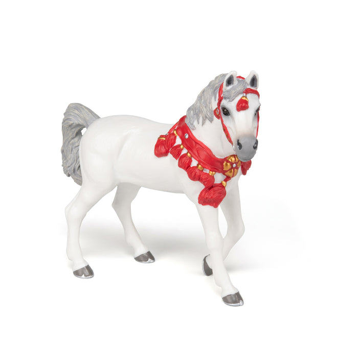 Papo - White Arabian Horse in Parade Dress Figurine