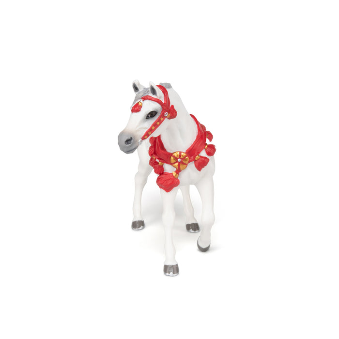 Papo - White Arabian Horse in Parade Dress Figurine