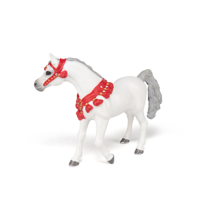 Papo - White Arabian Horse in Parade Dress Figurine