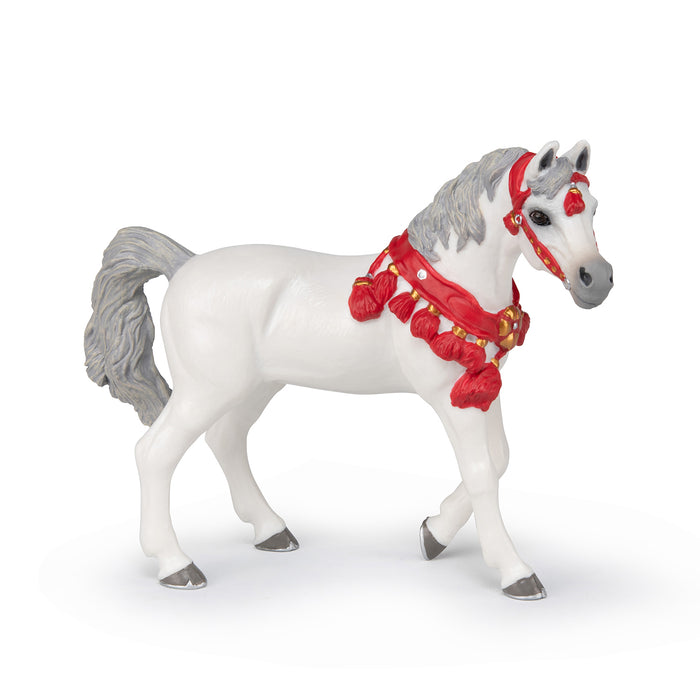 Papo - White Arabian Horse in Parade Dress Figurine