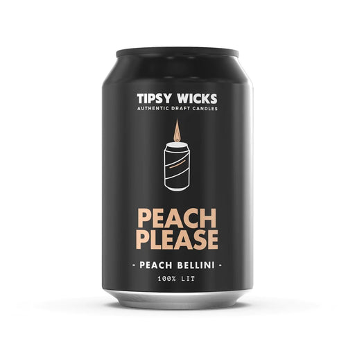 Tipsy Wicks - Alcohol Scented Soy Wax Candle (300mL Can Size) - Peach Please