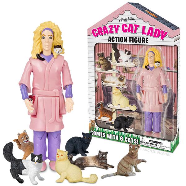 Archie McPhee - Crazy Cat Lady Action Figure | Cookie Jar - Home of the Coolest Gifts, Toys & Collectables