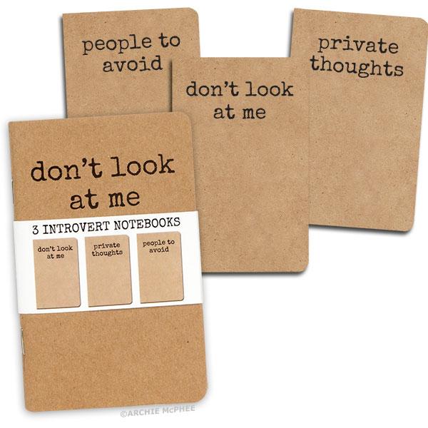Archie McPhee - Set Of 3 Introvert Notebooks | Cookie Jar - Home of the Coolest Gifts, Toys & Collectables