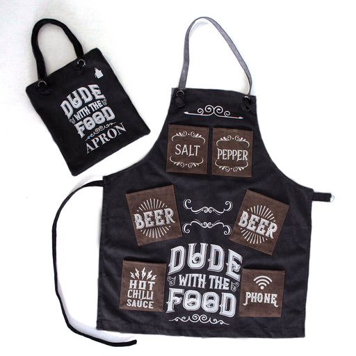 Mans Canvas Apron - Dude With Food