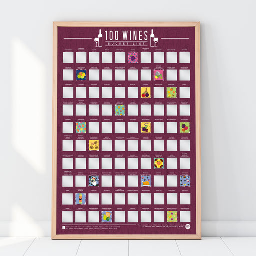 Bucket List Scratch Poster - 100 Wines