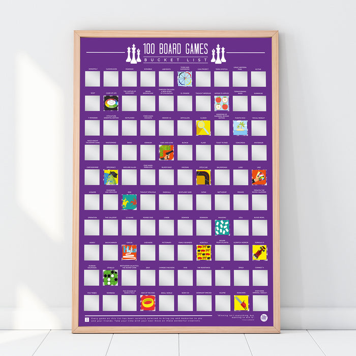 100 Board Games Bucket List Scratch Poster