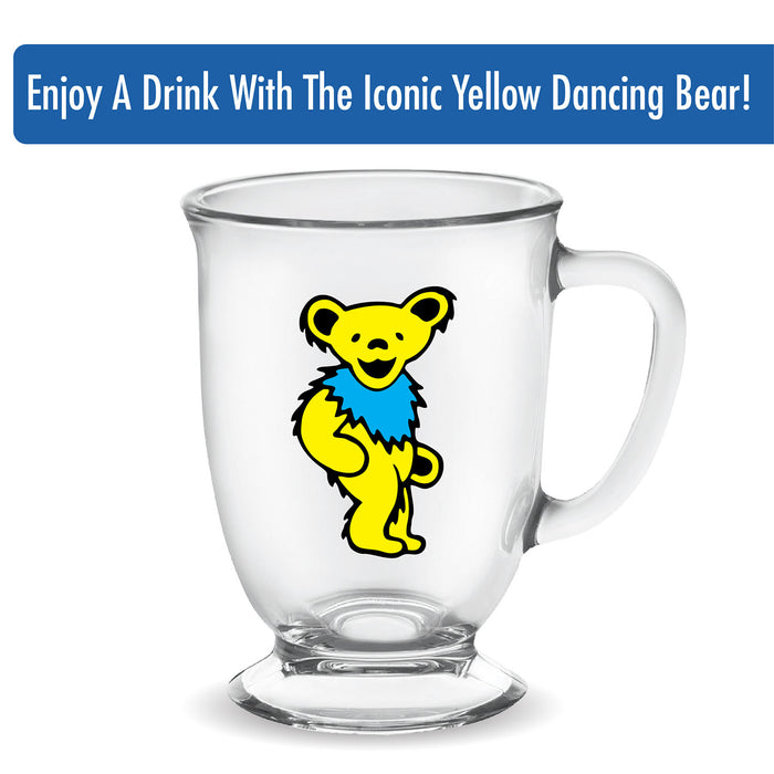 Grateful Dead - Yellow Dancing Bear Glass Cafe Mug