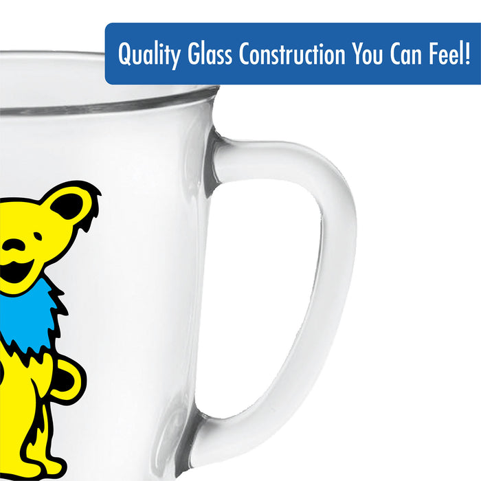 Grateful Dead - Yellow Dancing Bear Glass Cafe Mug