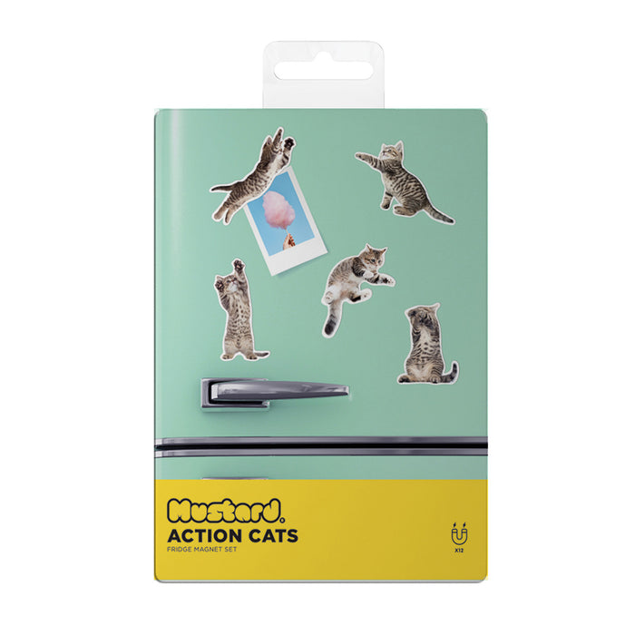 Mustard - Action Cat Magnets - Set of 12