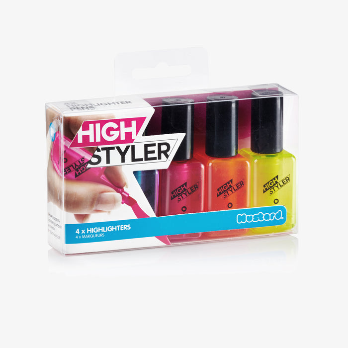 Mustard - High Styler Nail Polish Shaped Highlighters (Pack of 4) | Cookie Jar - Home of the Coolest Gifts, Toys & Collectables