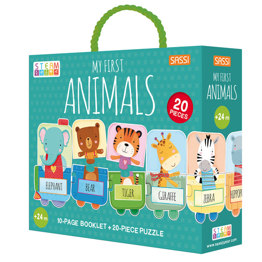 Sassi My First Animals Train Puzzle and Book Set