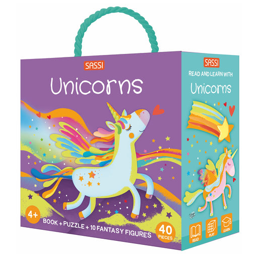 Sassi Unicorn 3D Puzzle and Book Set, 40 pcs