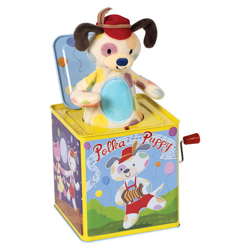 Schylling - Polka Puppy Jack In Box | Cookie Jar - Home of the Coolest Gifts, Toys & Collectables