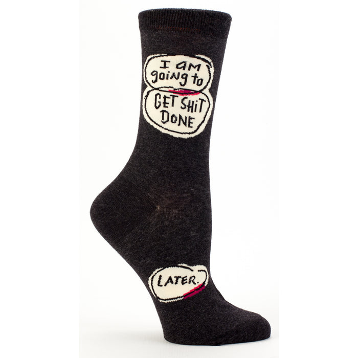 Blue Q - I Am Going To Get Sh#t Done Later Womens Crew Socks | Cookie Jar - Home of the Coolest Gifts, Toys & Collectables